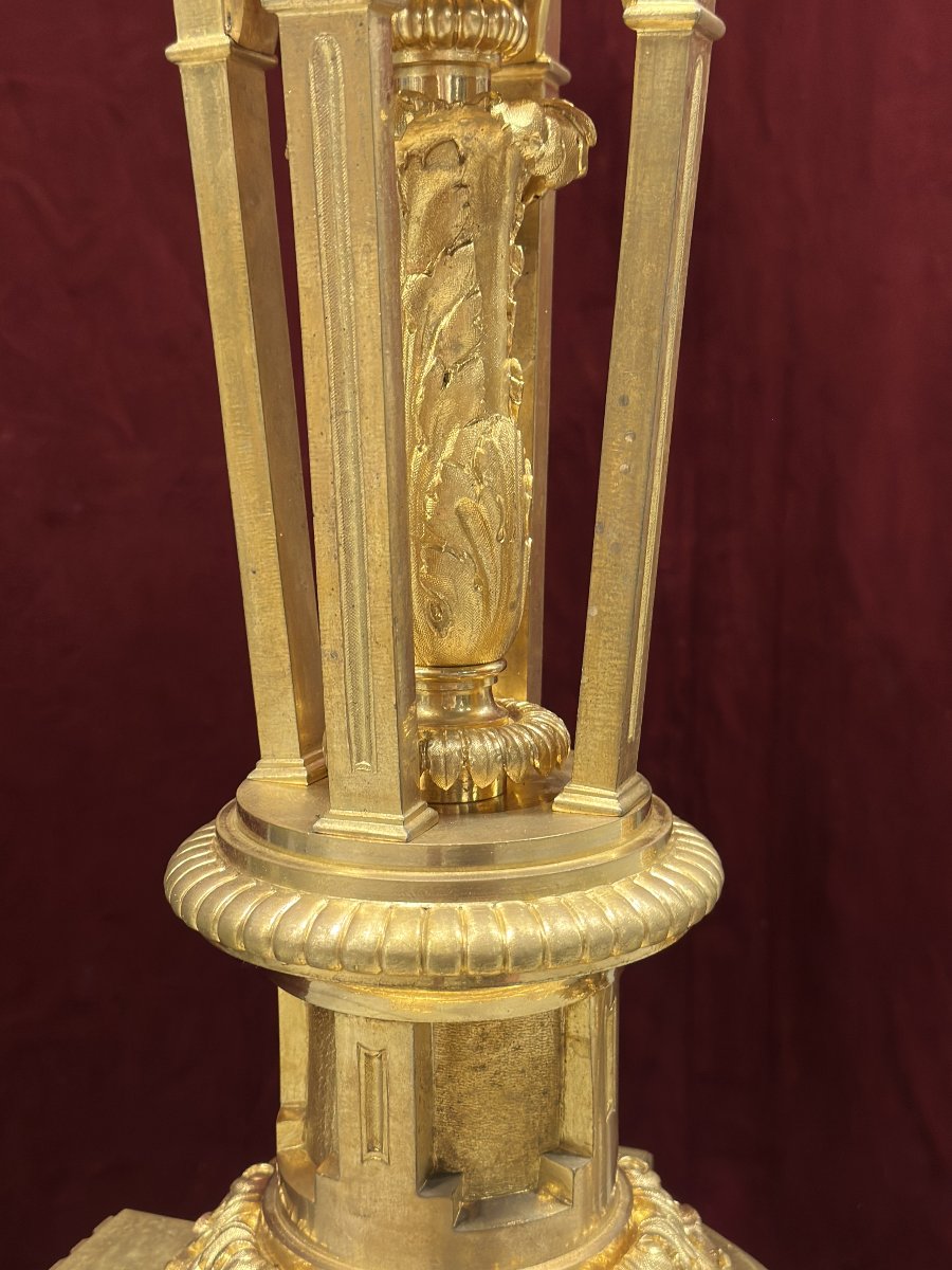 Important Paire De Torchères De Style Louis XVI En Bronze Doré, France, Vers 1880-photo-2