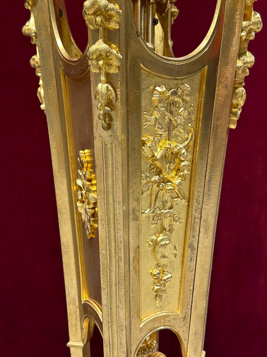Important Paire De Torchères De Style Louis XVI En Bronze Doré, France, Vers 1880-photo-3