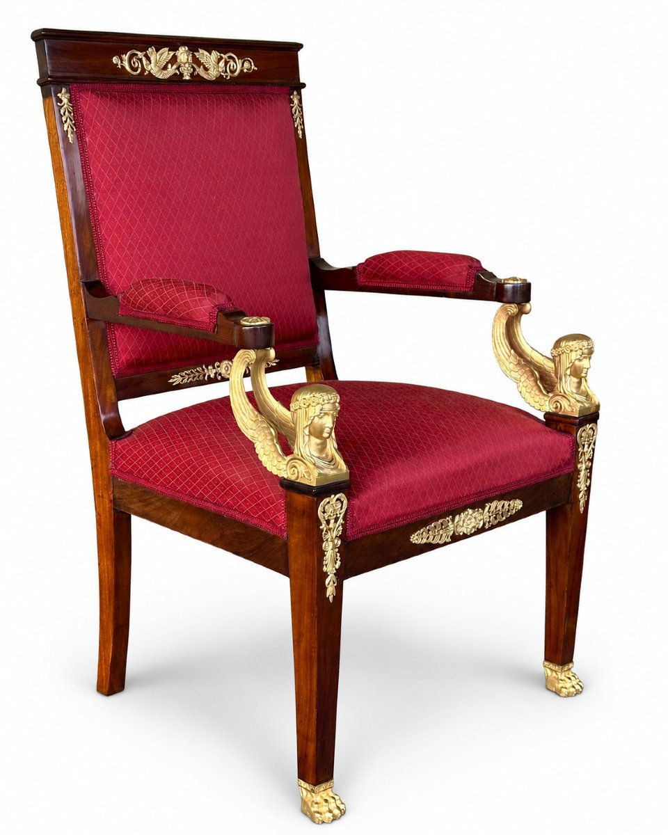 Salon de Style Empire en Acajou et Bronze Doré, France, fin du XIXe siècle-photo-3