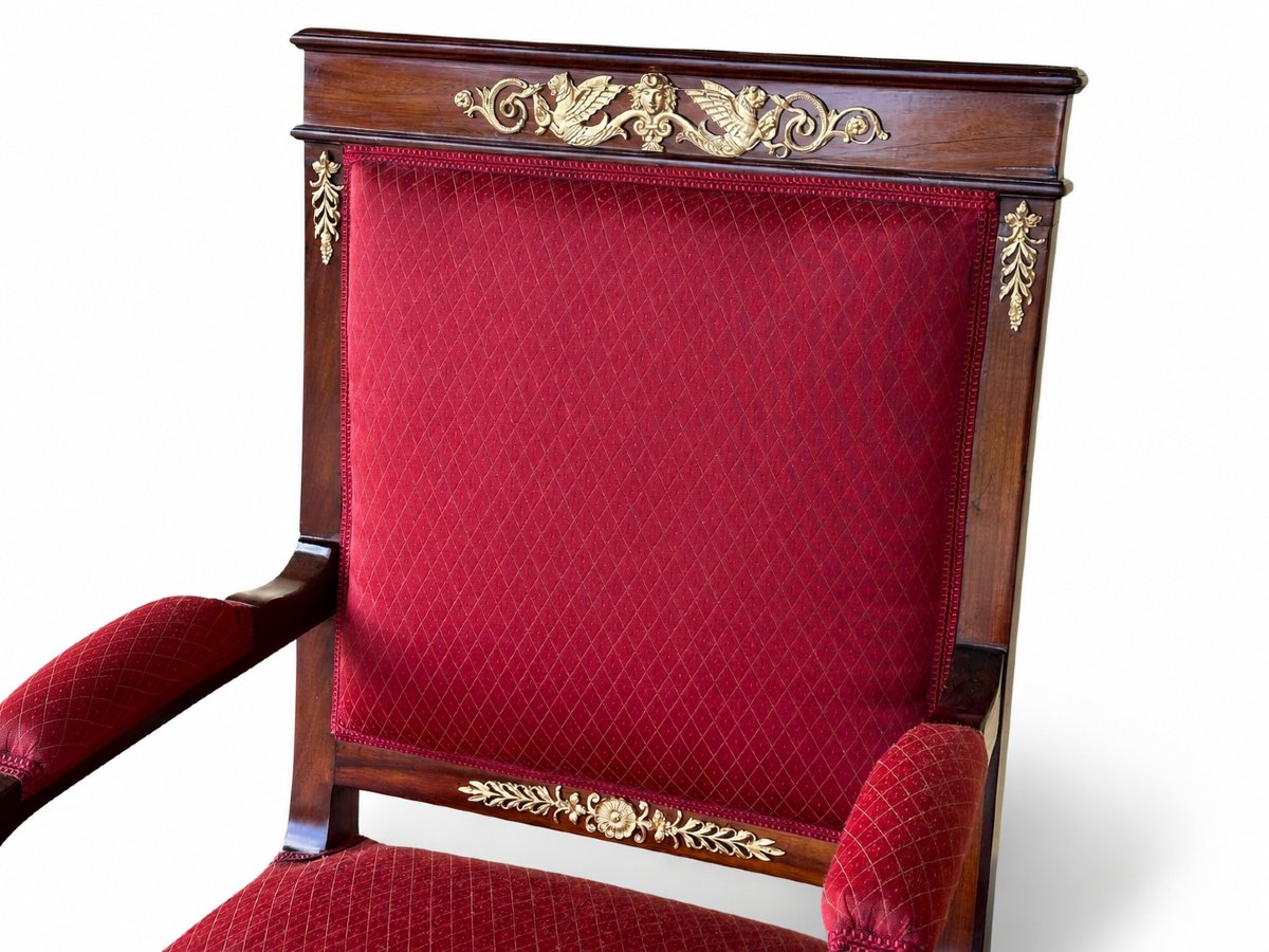 Salon de Style Empire en Acajou et Bronze Doré, France, fin du XIXe siècle-photo-6