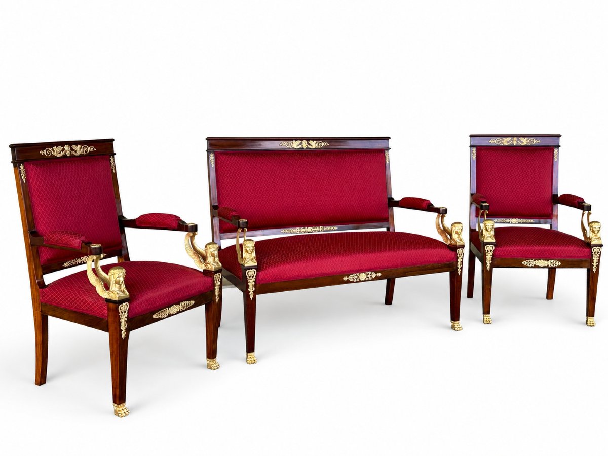 Salon de Style Empire en Acajou et Bronze Doré, France, fin du XIXe siècle