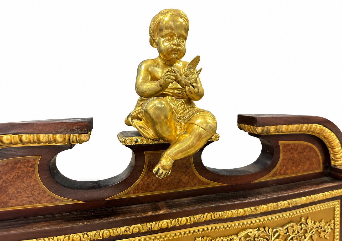 Vitrine Napoléon III en Placage et Bronze Doré, att. à François Linke-photo-4