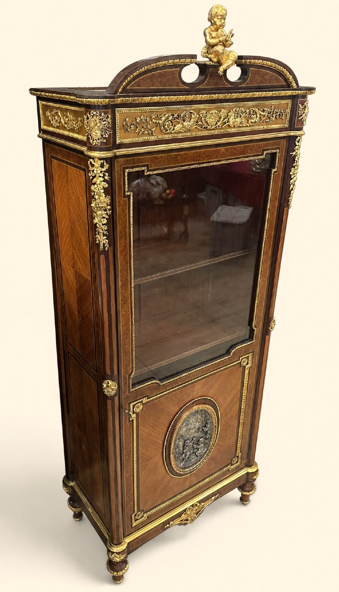 Vitrine Napoléon III en Placage et Bronze Doré, att. à François Linke-photo-1