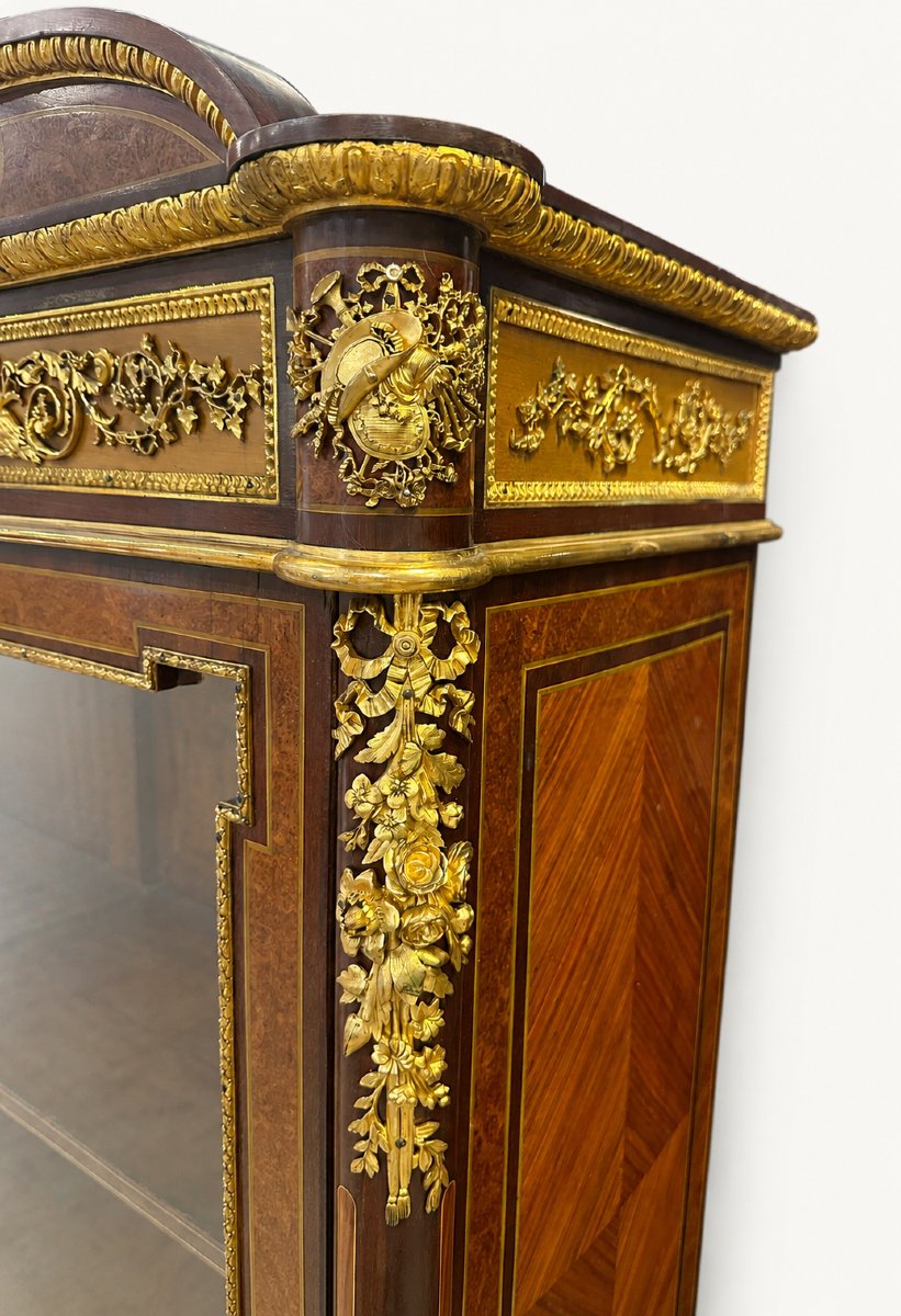 Vitrine Napoléon III en Placage et Bronze Doré, att. à François Linke-photo-2