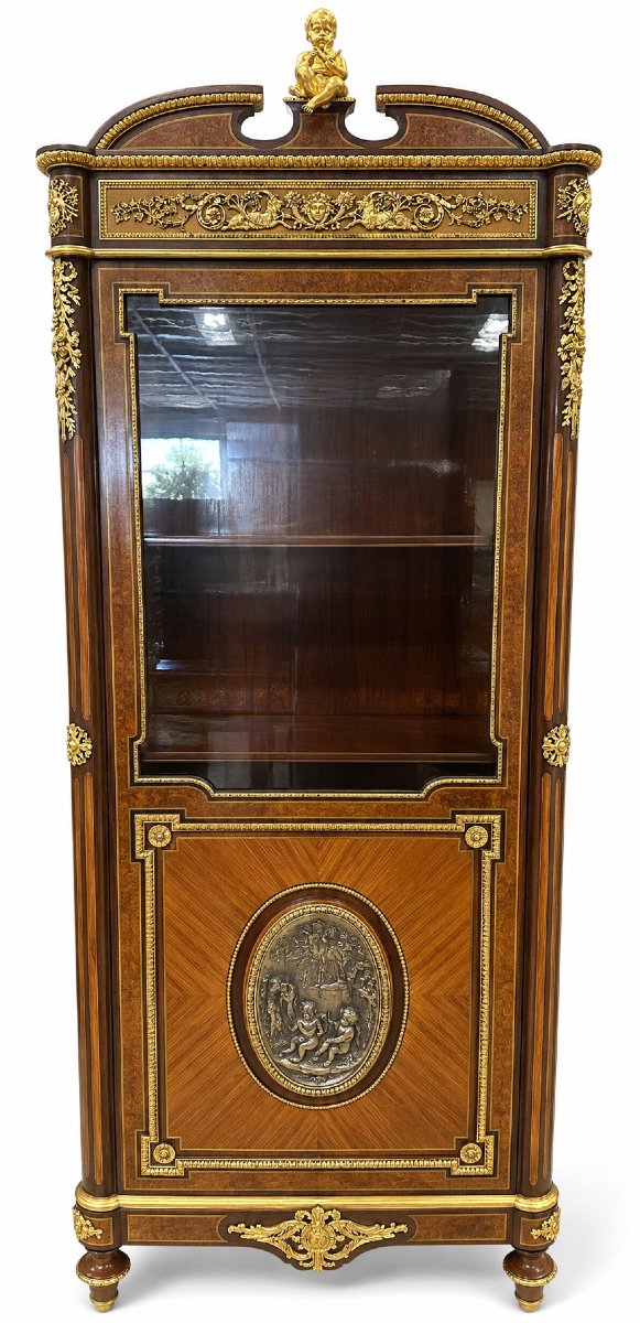 Vitrine Napoléon III en Placage et Bronze Doré, att. à François Linke