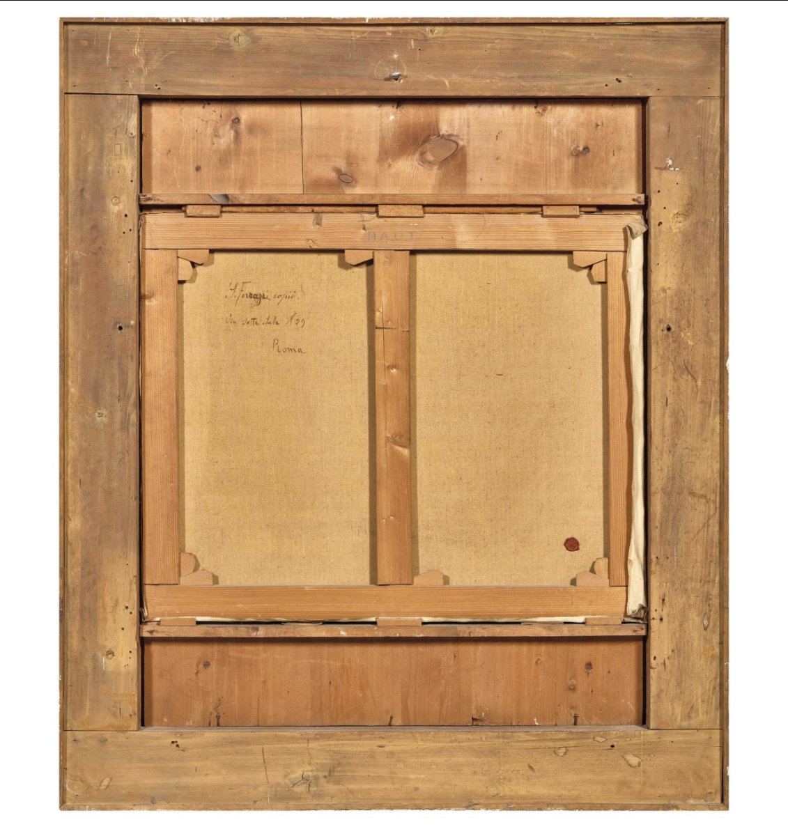 Large Carved And Gilded Wooden Frame In The Baroque Style With A Portrait, 19th Century-photo-4