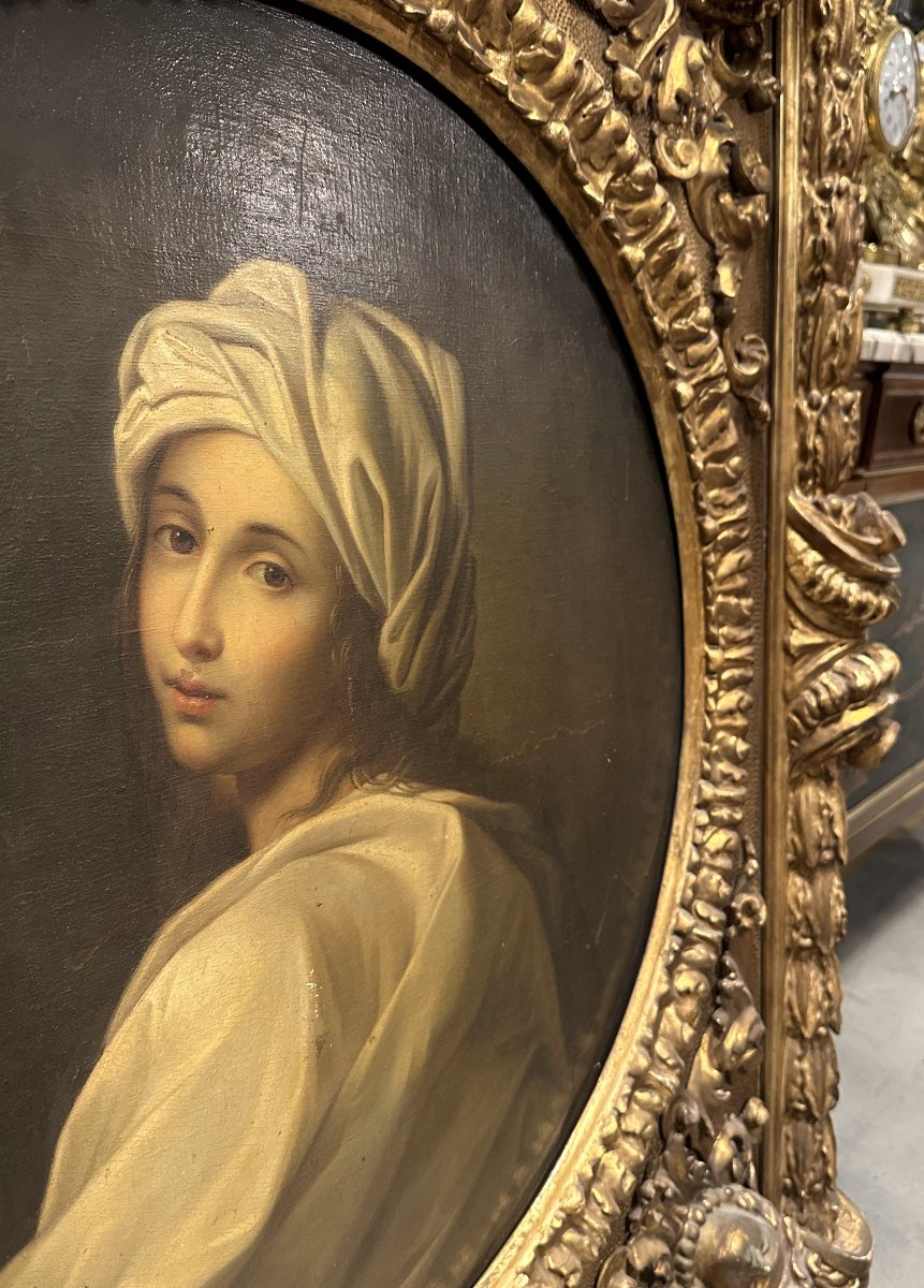 Large Carved And Gilded Wooden Frame In The Baroque Style With A Portrait, 19th Century-photo-6