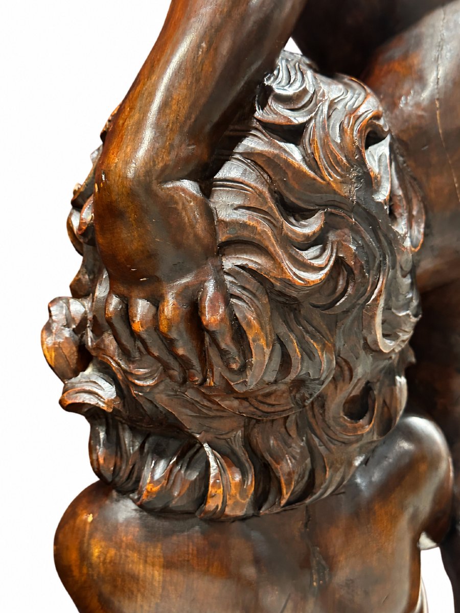 Wooden Sculpture Depicting Two Children, Attributed To Valentino Panciera Besarel (1829–1902)-photo-3