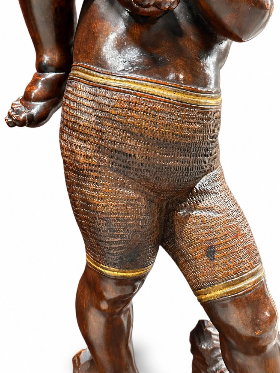 Wooden Sculpture Depicting Two Children, Attributed To Valentino Panciera Besarel (1829–1902)-photo-5