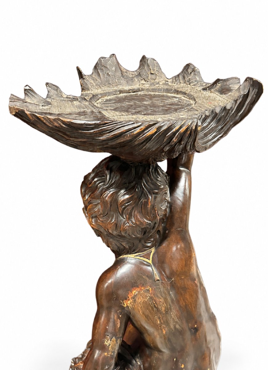 Wooden Sculpture Depicting Two Children, Attributed To Valentino Panciera Besarel (1829–1902)-photo-6