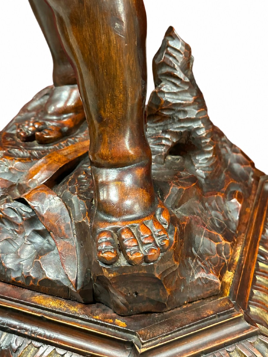 Wooden Sculpture Depicting Two Children, Attributed To Valentino Panciera Besarel (1829–1902)-photo-8