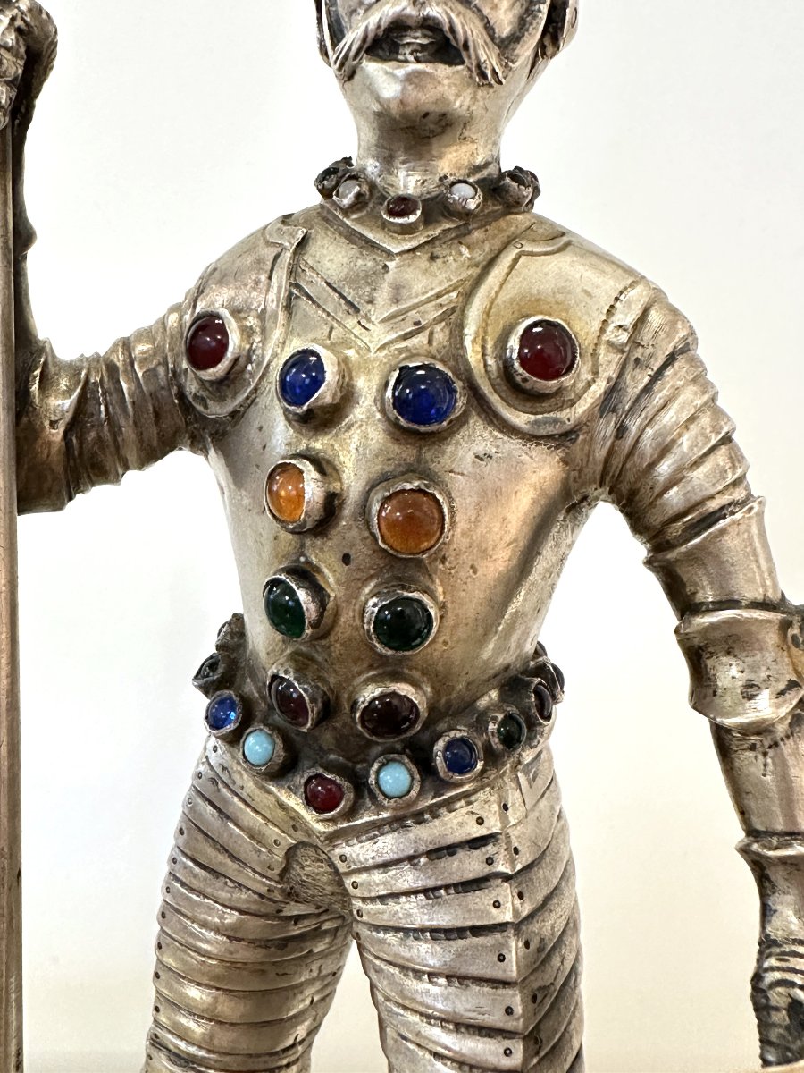 Silver And Semiprecious Silverknight – Hanau, Late 19th Century-photo-3