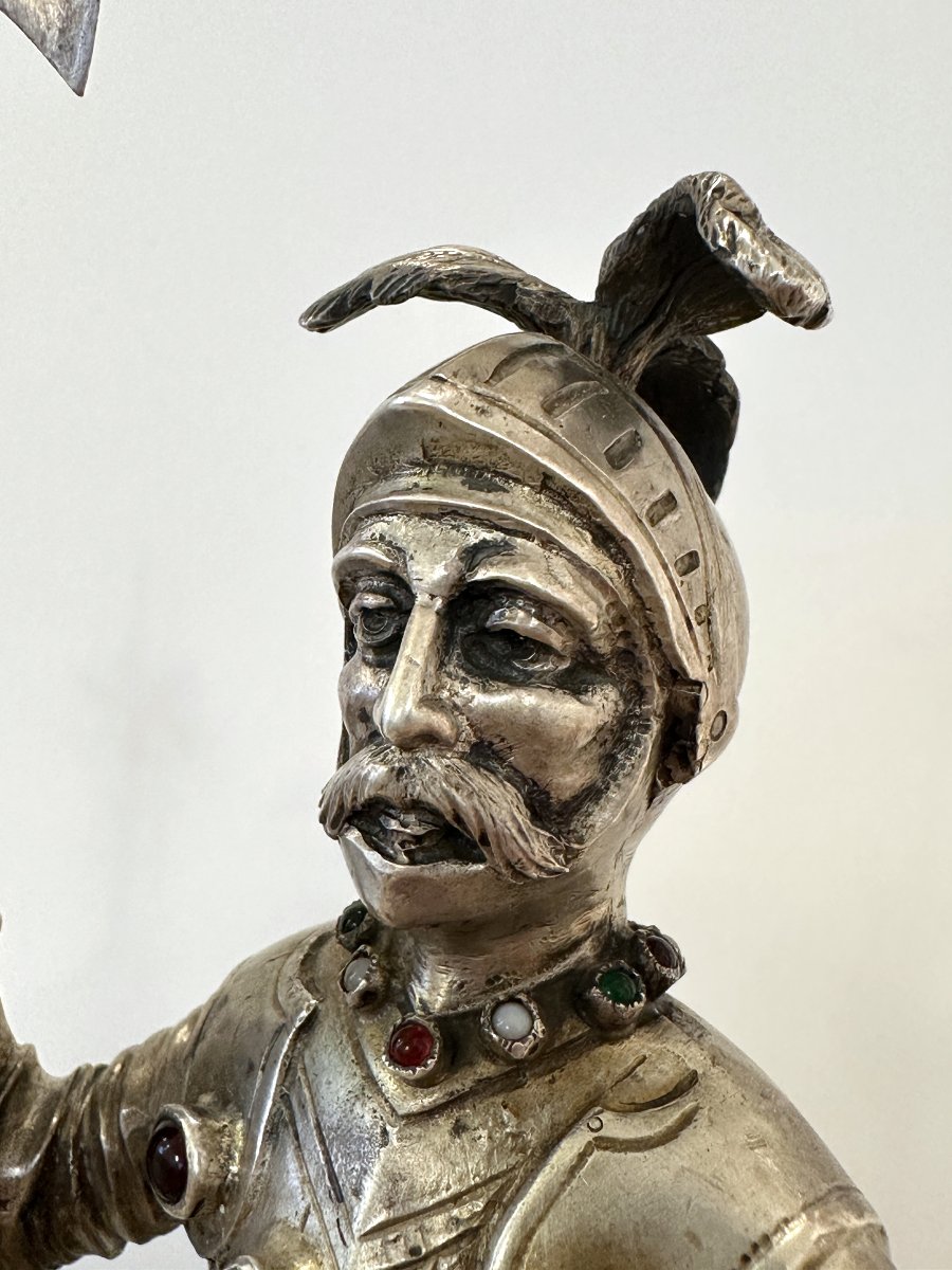 Silver And Semiprecious Silverknight – Hanau, Late 19th Century-photo-4