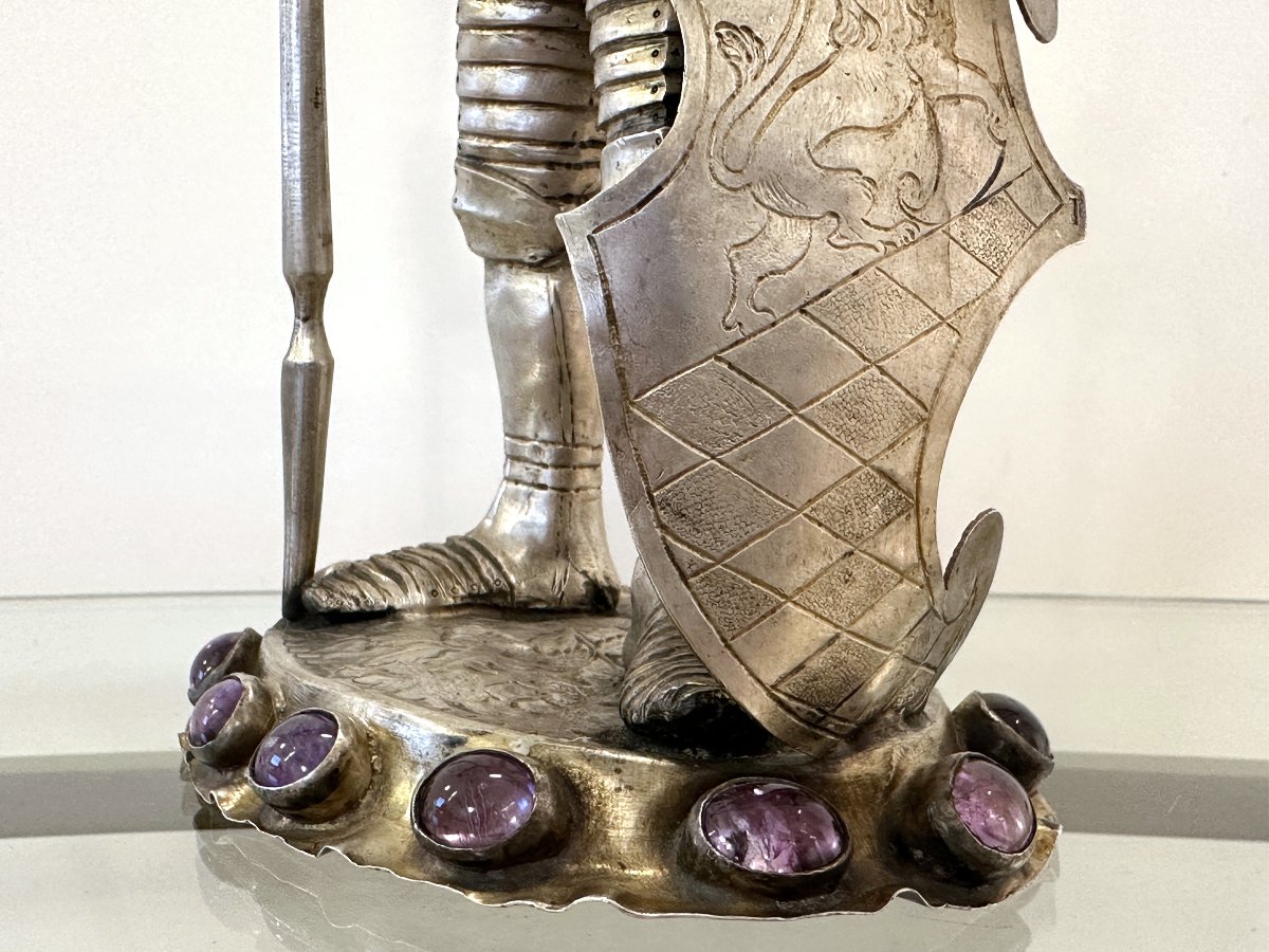 Silver And Semiprecious Silverknight – Hanau, Late 19th Century-photo-1