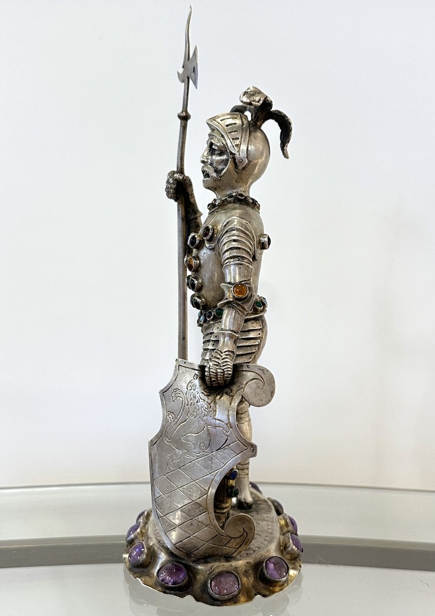 Silver And Semiprecious Silverknight – Hanau, Late 19th Century-photo-2