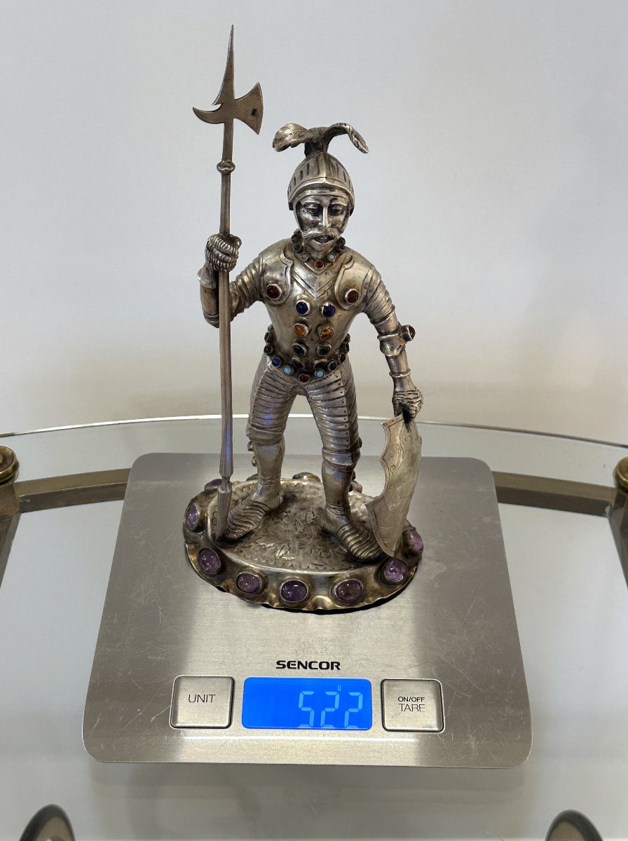 Silver And Semiprecious Silverknight – Hanau, Late 19th Century-photo-8