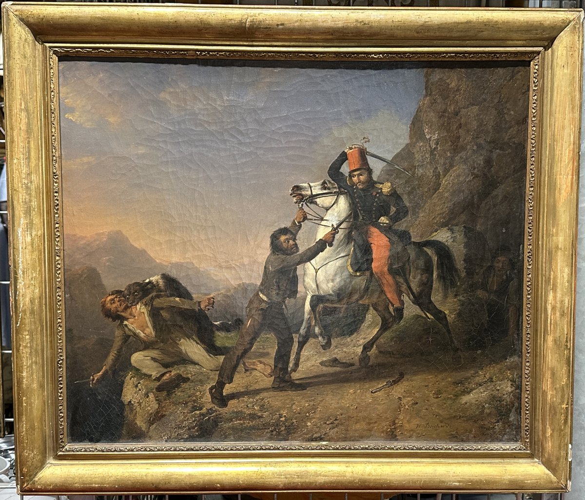 « L’Embuscade » Henriego-Josepha Boichard (1780-1871), Huile sur Toile