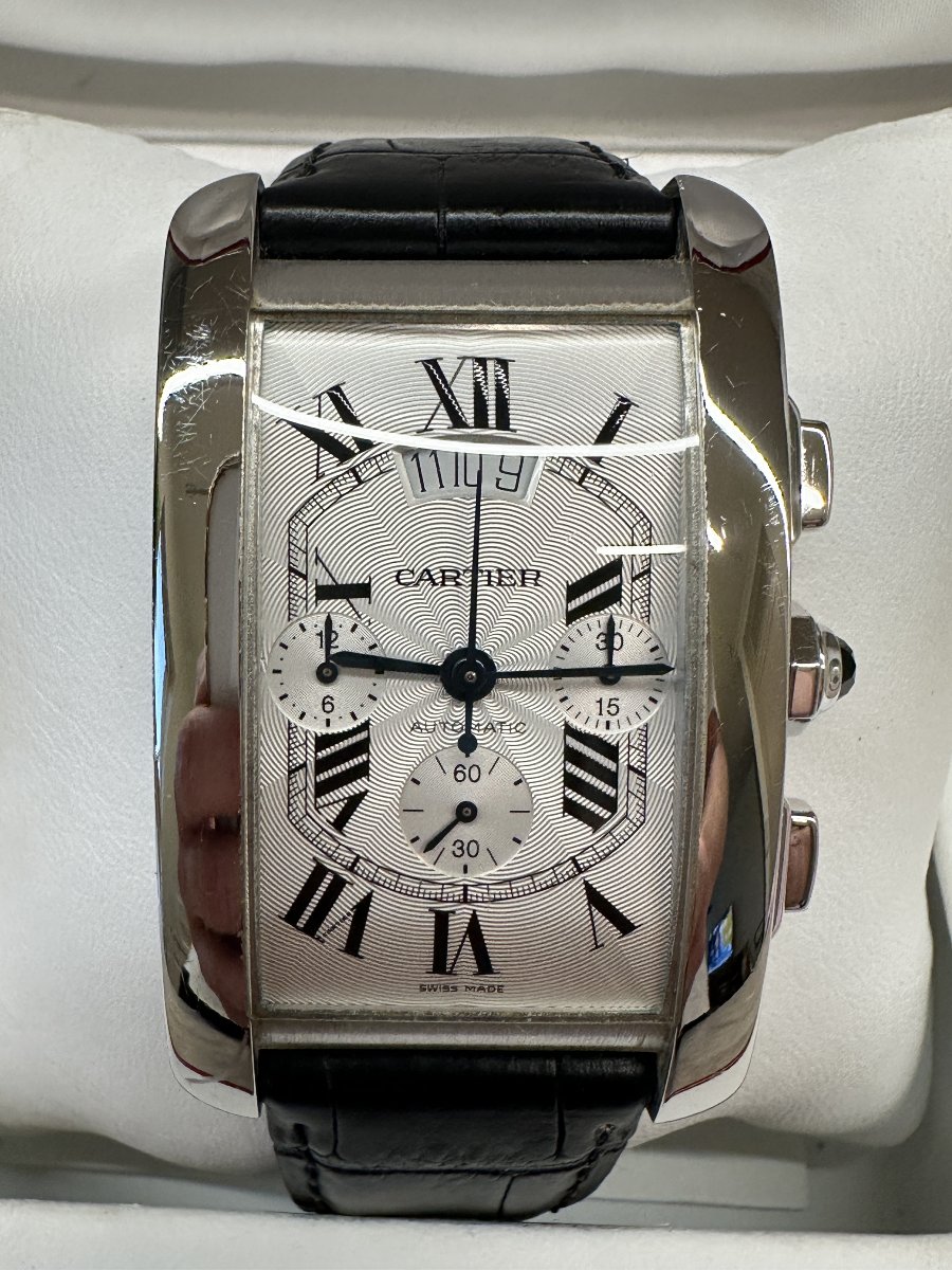 Cartier Tank Américaine XL Chronographe, Montre en Or Blanc 18k-photo-3