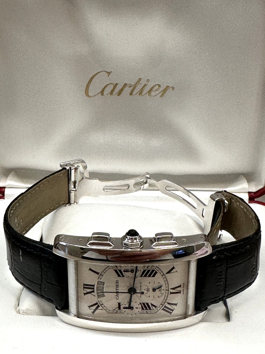 Cartier Tank Américaine XL Chronographe, Montre en Or Blanc 18k-photo-4