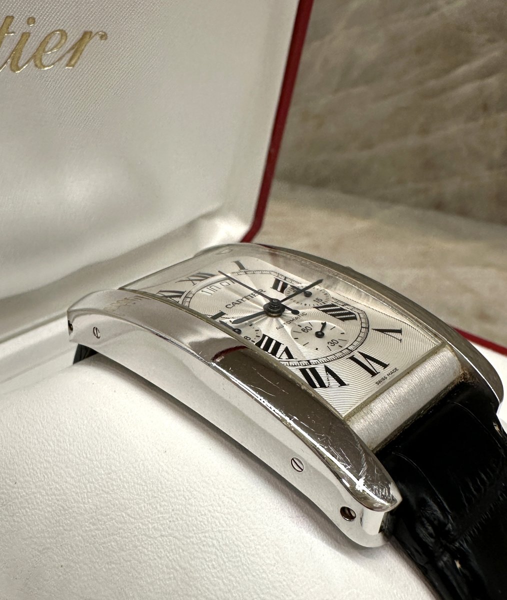 Cartier Tank Américaine XL Chronographe, Montre en Or Blanc 18k-photo-4
