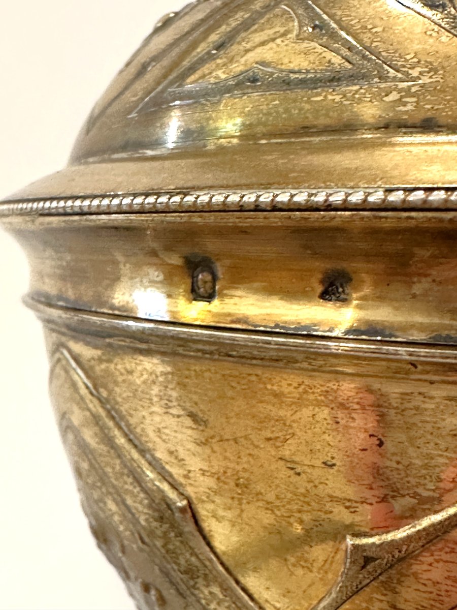 Ciboire en Argent Doré, style Néogothique, fin du XIXe siècle-photo-2