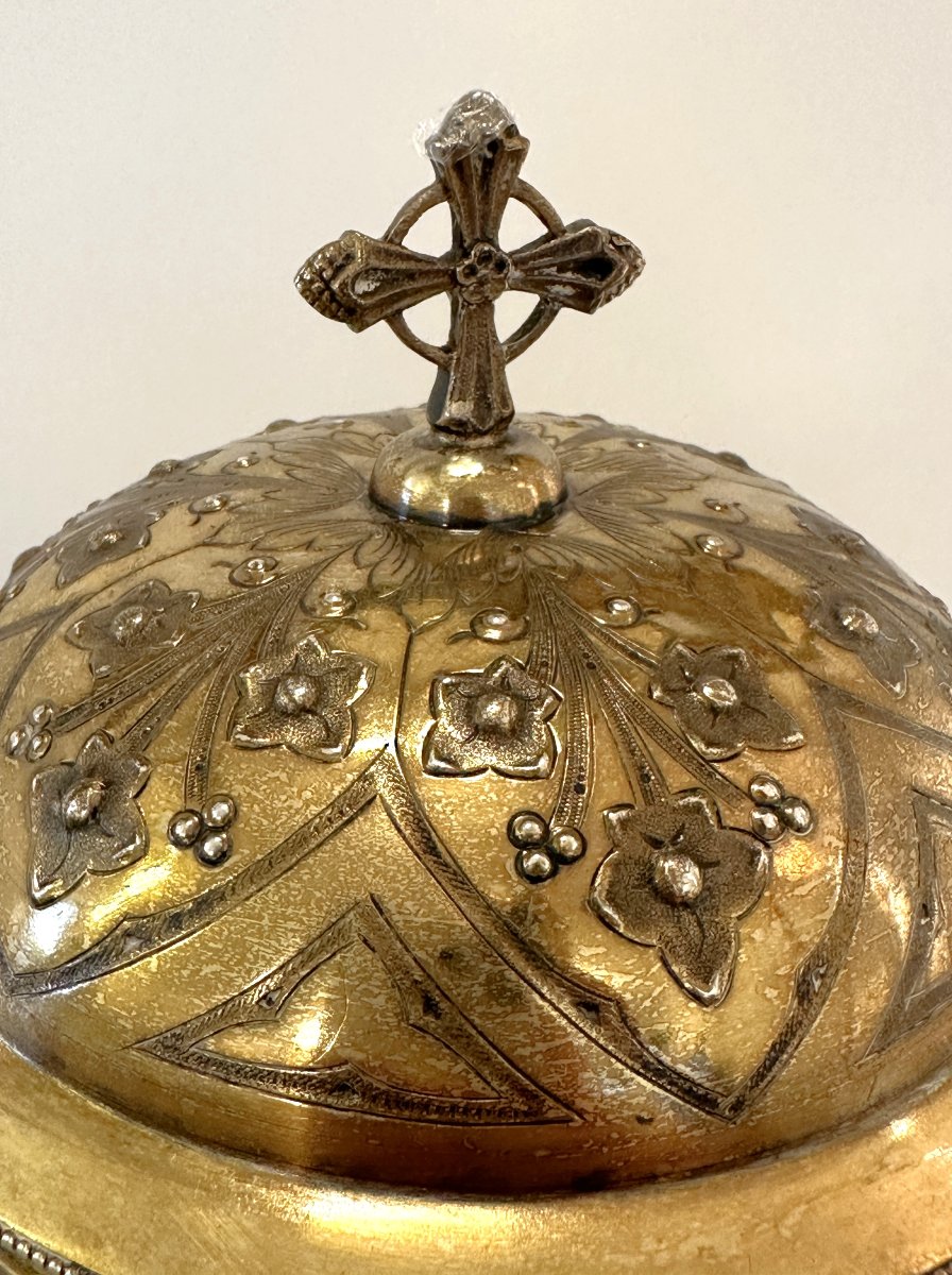 Ciboire en Argent Doré, style Néogothique, fin du XIXe siècle-photo-4