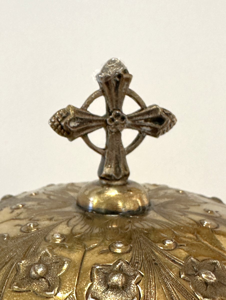Ciboire en Argent Doré, style Néogothique, fin du XIXe siècle-photo-4