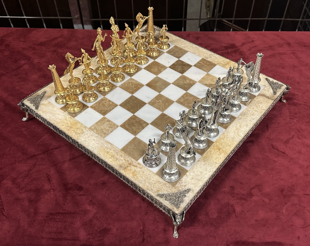 Jeu d’échecs en Argent et Vermeil-photo-4