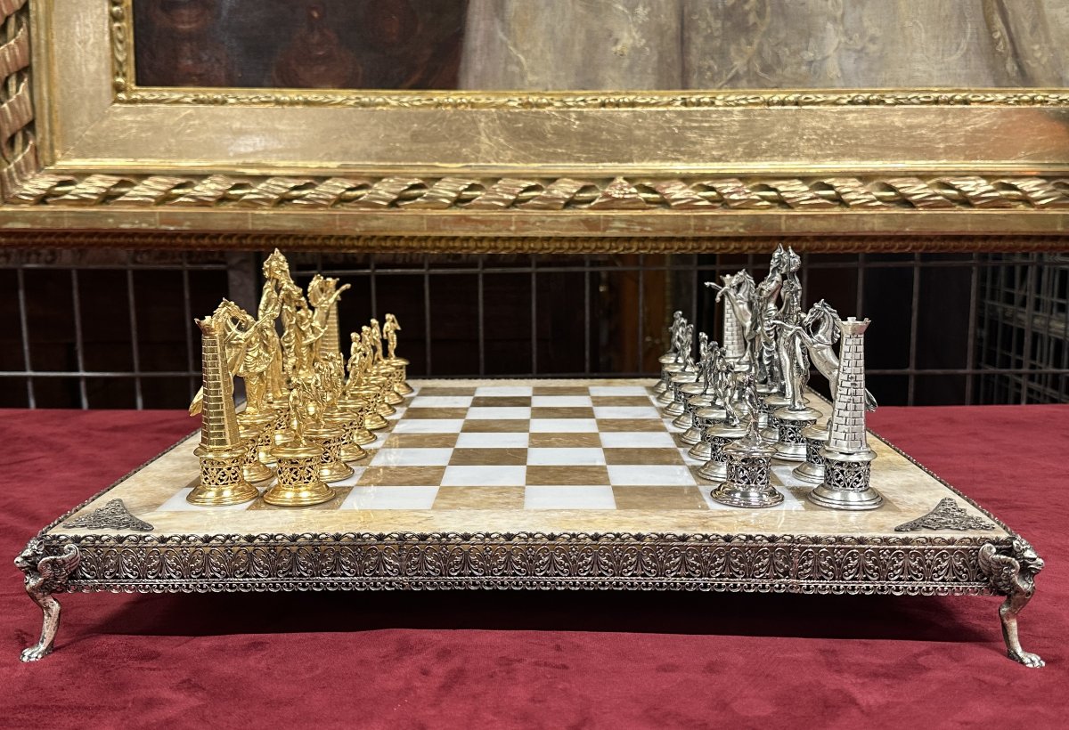 Jeu d’échecs en Argent et Vermeil-photo-2