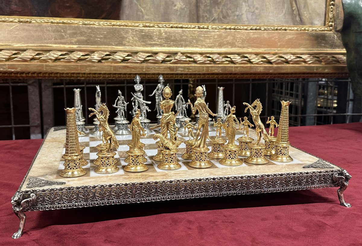 Jeu d’échecs en Argent et Vermeil-photo-8