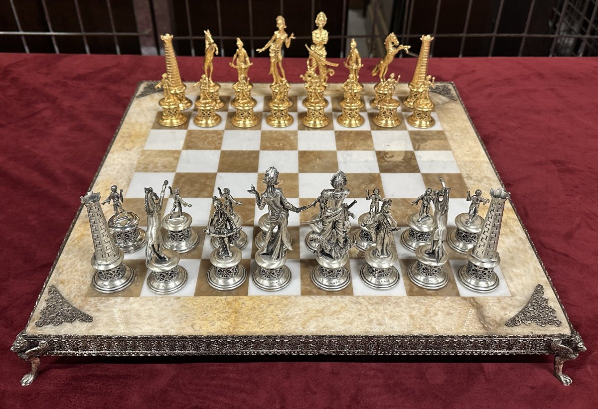 Jeu d’échecs en Argent et Vermeil