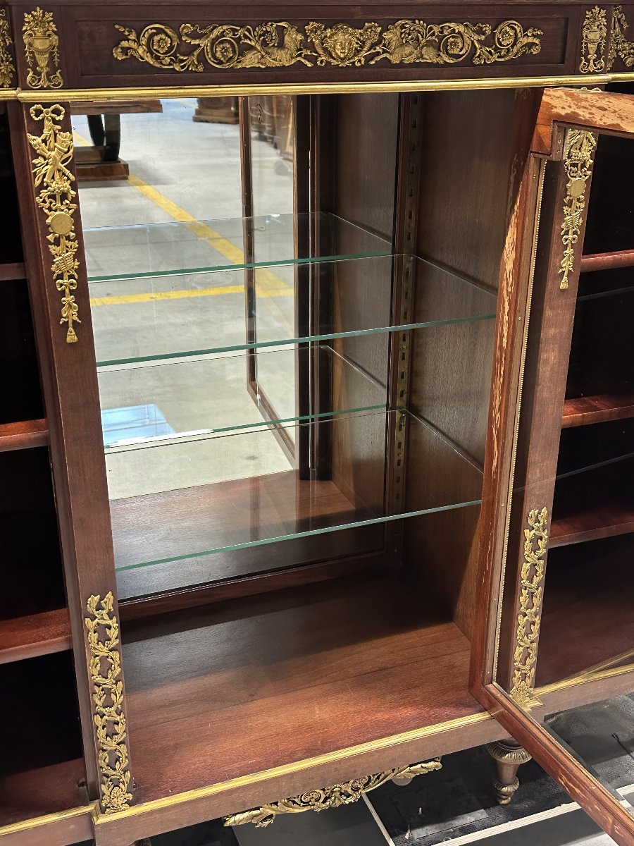 Vitrine de Style Louis XVI att. F. Linke et Marqueterie, Bronzes Dorés, XIXe-photo-5