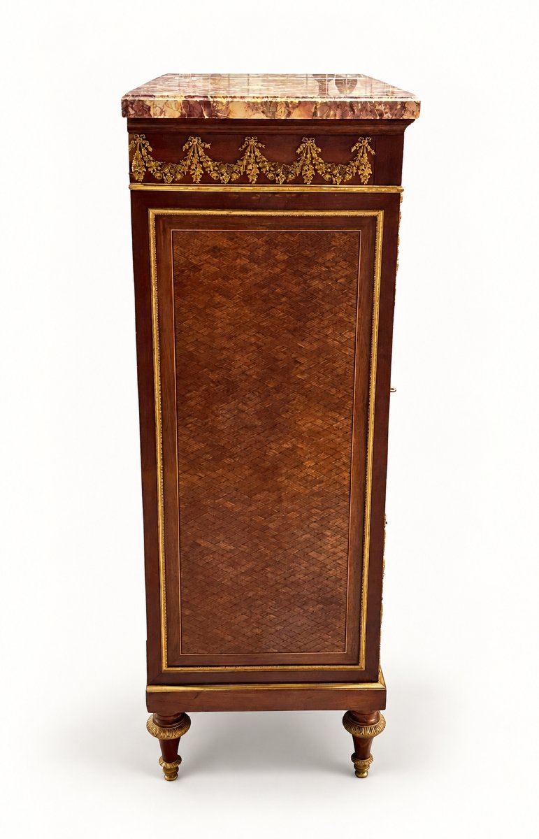 Vitrine de Style Louis XVI att. F. Linke et Marqueterie, Bronzes Dorés, XIXe-photo-7