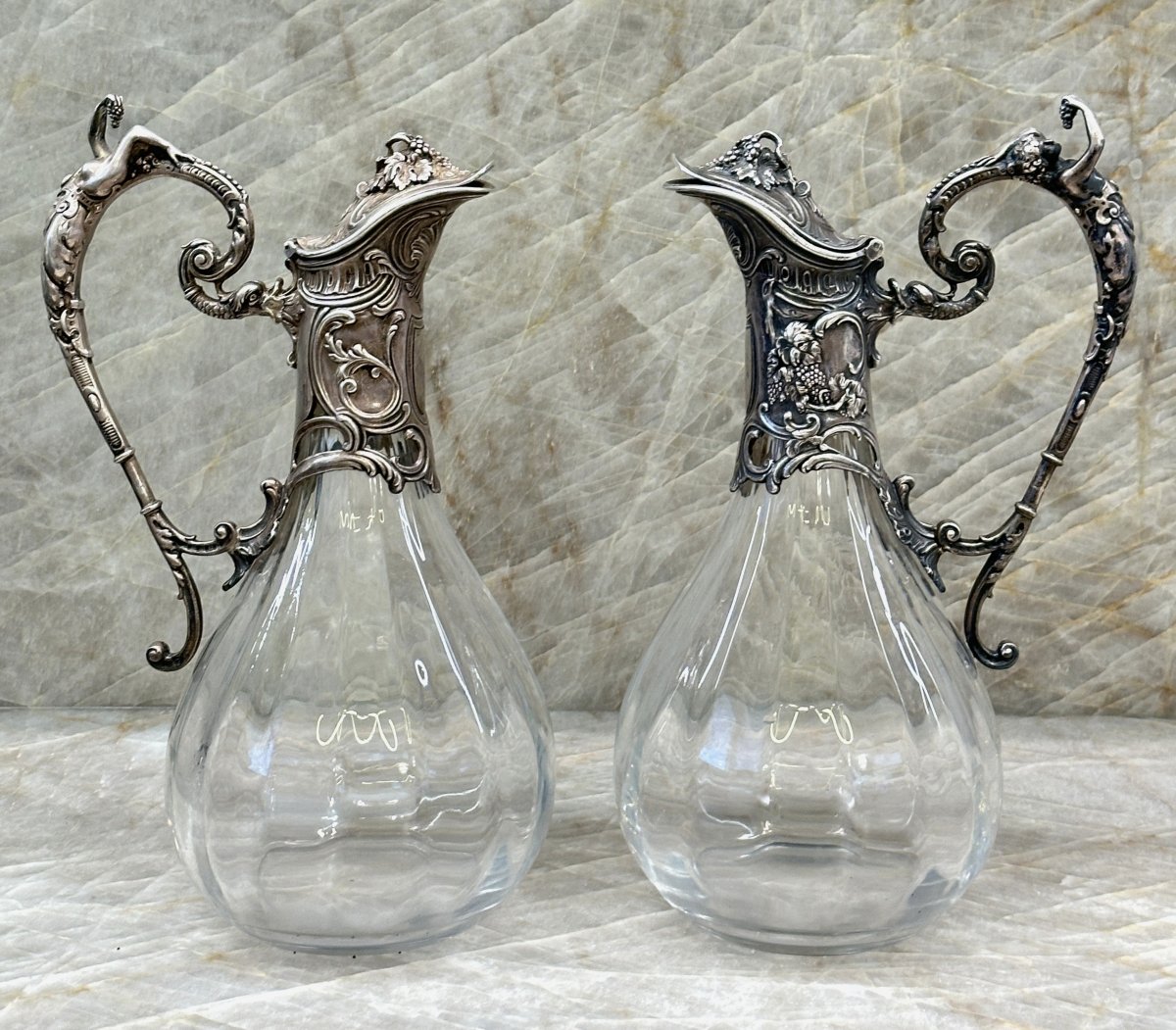 Paire de Carafes en Argent, France , XIXe siècle-photo-3