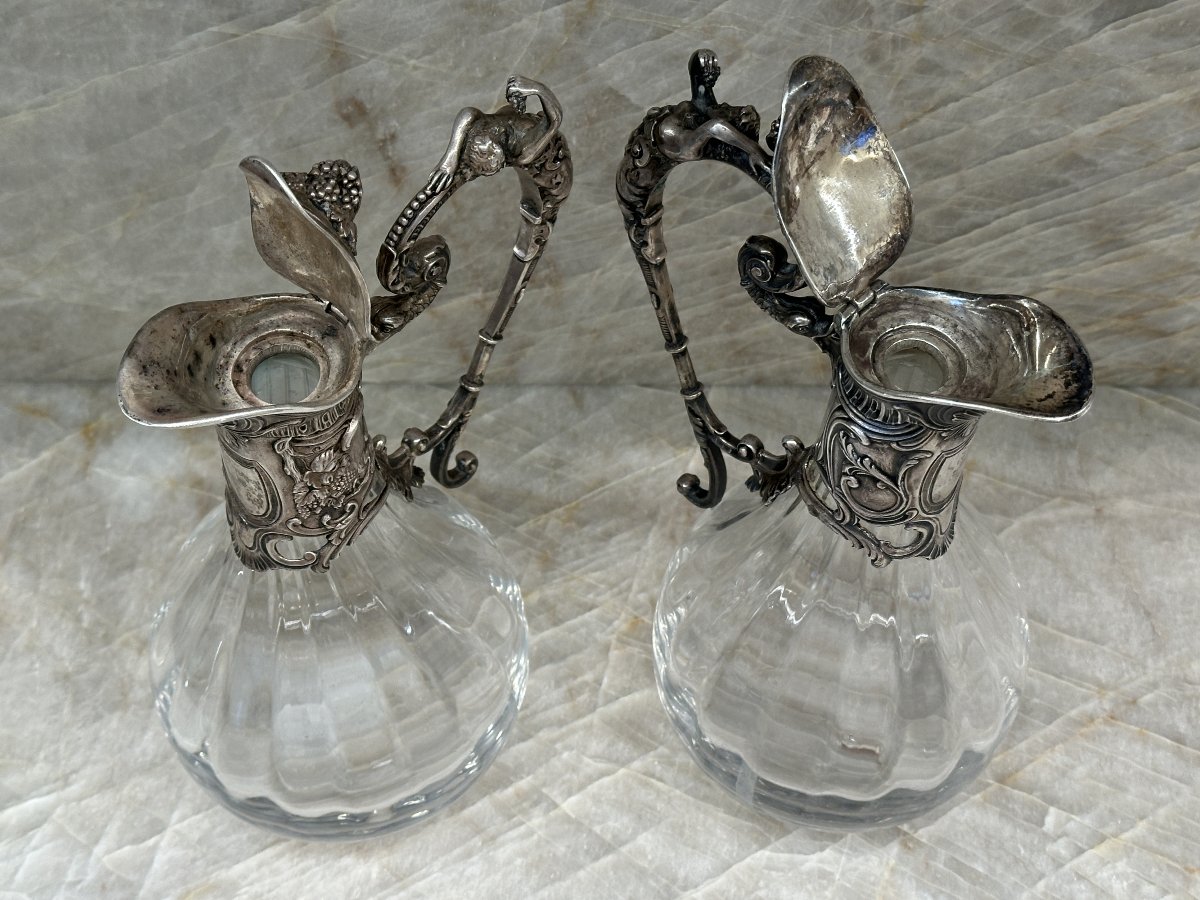 Paire de Carafes en Argent, France , XIXe siècle-photo-2