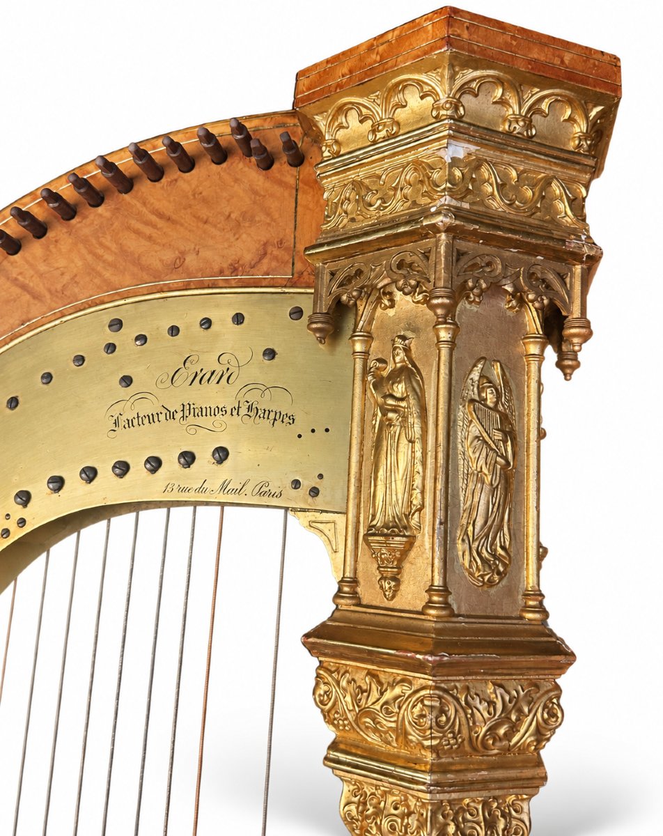 Harpe Néogothique par Érard, XIXe siècle-photo-2