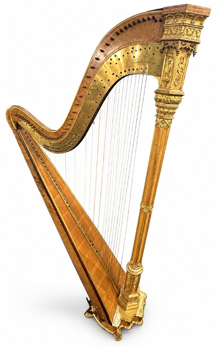 Harpe Néogothique par Érard, XIXe siècle-photo-3