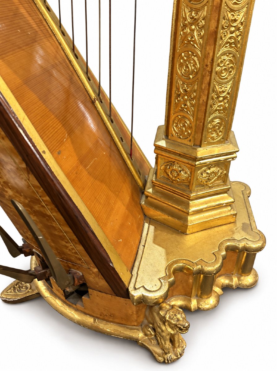 Harpe Néogothique par Érard, XIXe siècle-photo-3