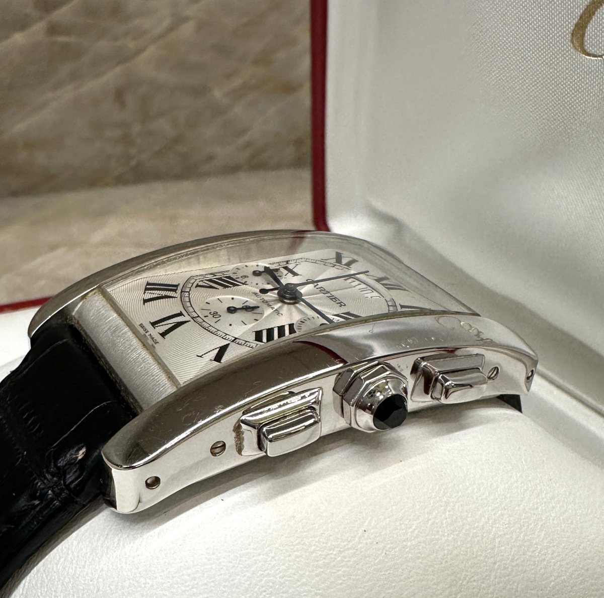 Cartier Tank Américaine XL Chronographe, Montre en Or Blanc 18k FULL SET-photo-1