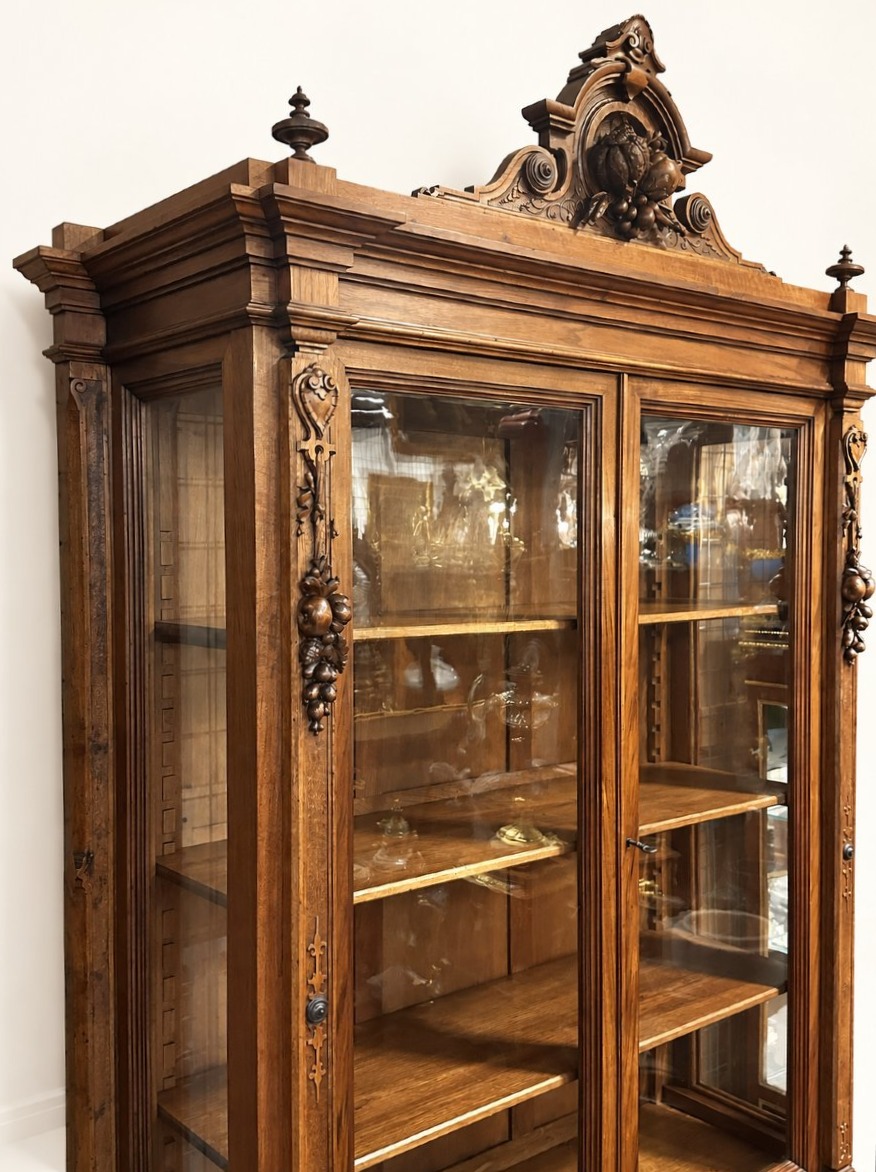 Paire de Grandes  Bibliothèques Néo-Renaissance en Noyer Massif, fin XIXe siècle-photo-3