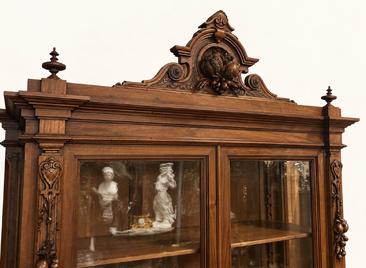 Paire de Grandes  Bibliothèques Néo-Renaissance en Noyer Massif, fin XIXe siècle-photo-8