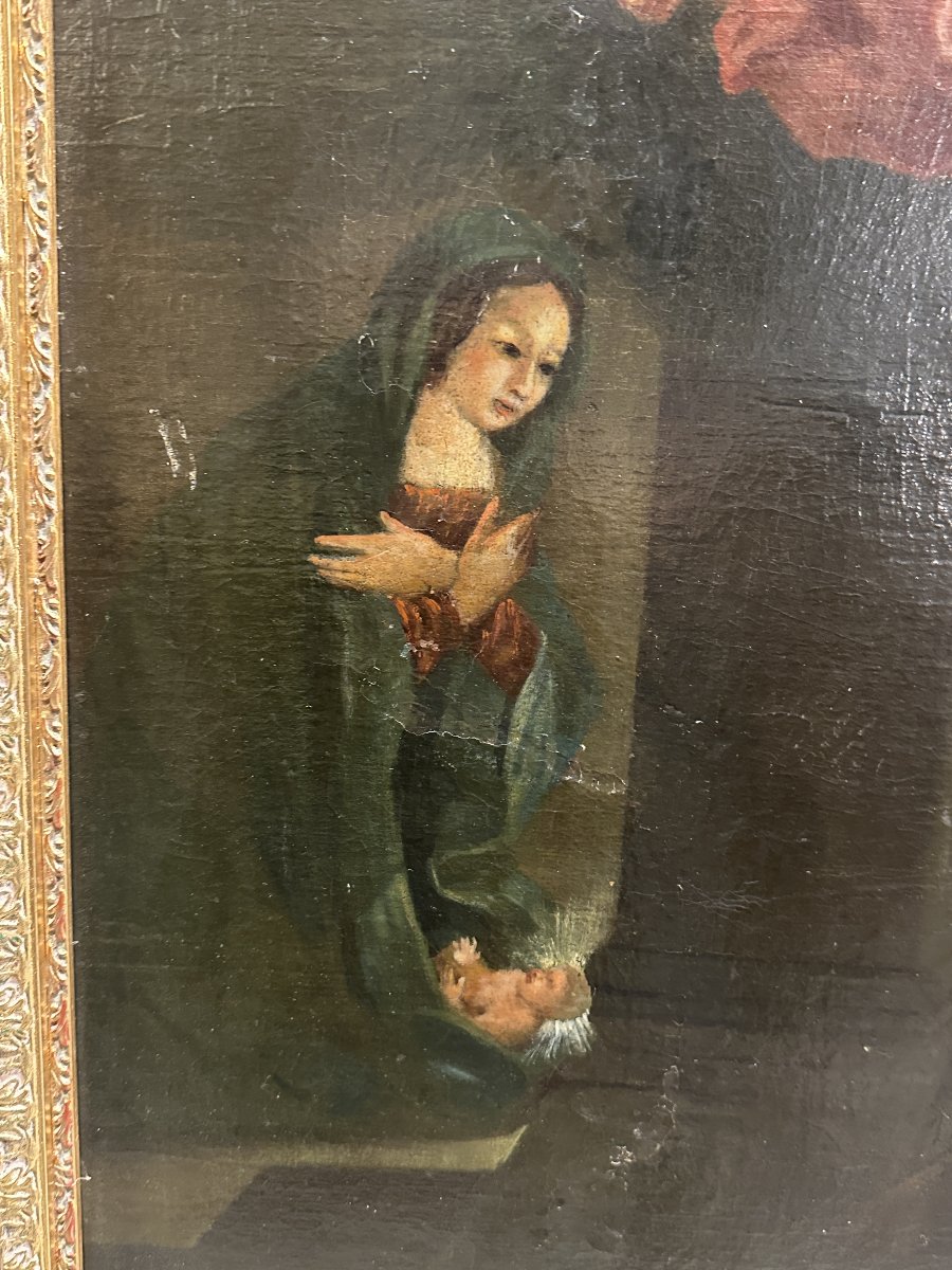Huile sur Toile "Le Songe de Saint Joseph" École Italienne du XIXe siècle-photo-1