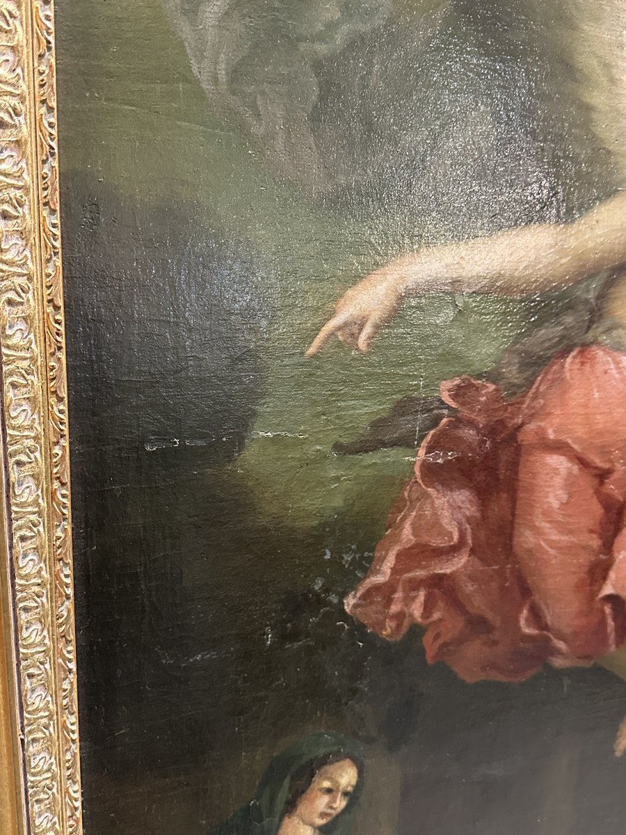 Huile sur Toile "Le Songe de Saint Joseph" École Italienne du XIXe siècle-photo-5