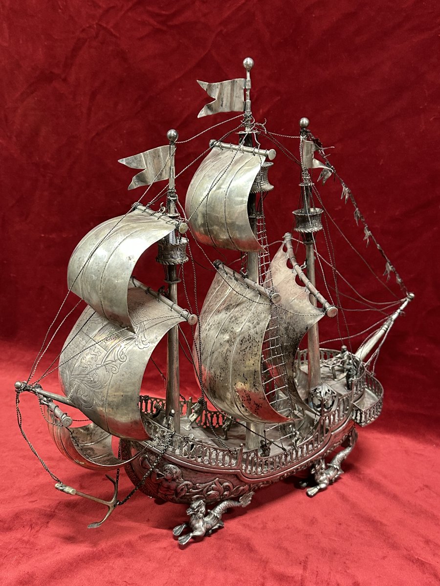 Nef en Argent par Neresheimer & Söhne, Hanau, Allemande, vers 1890-photo-3