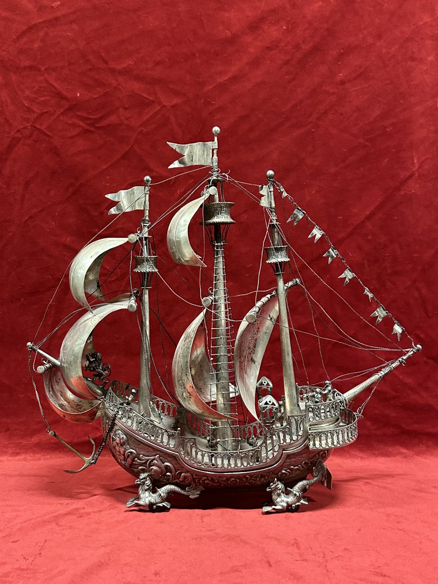 Nef en Argent par Neresheimer & Söhne, Hanau, Allemande, vers 1890-photo-4