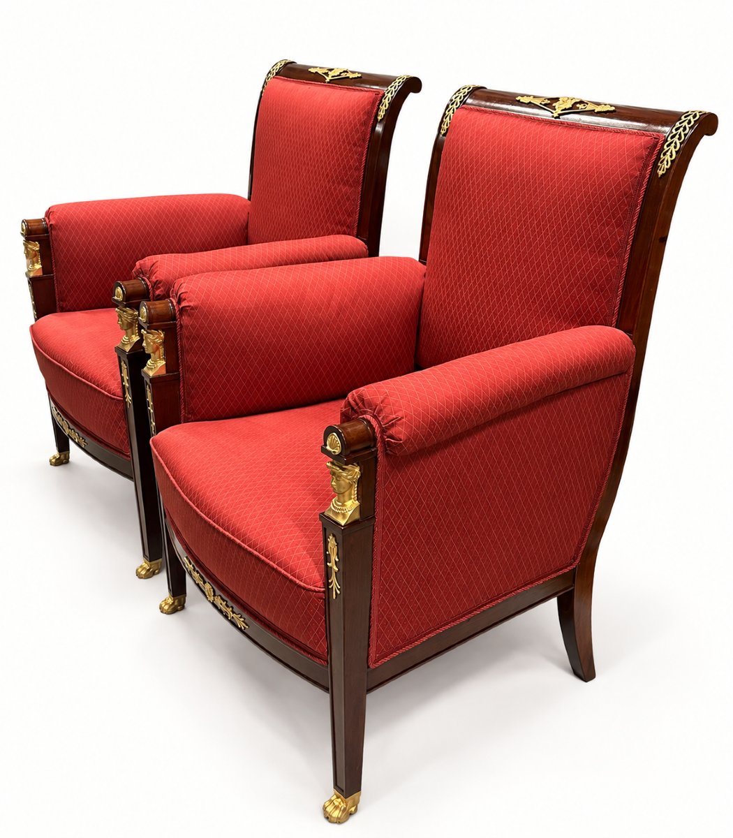 Pair Of Empire Style Armchairs, France, Late 19th Century-photo-2