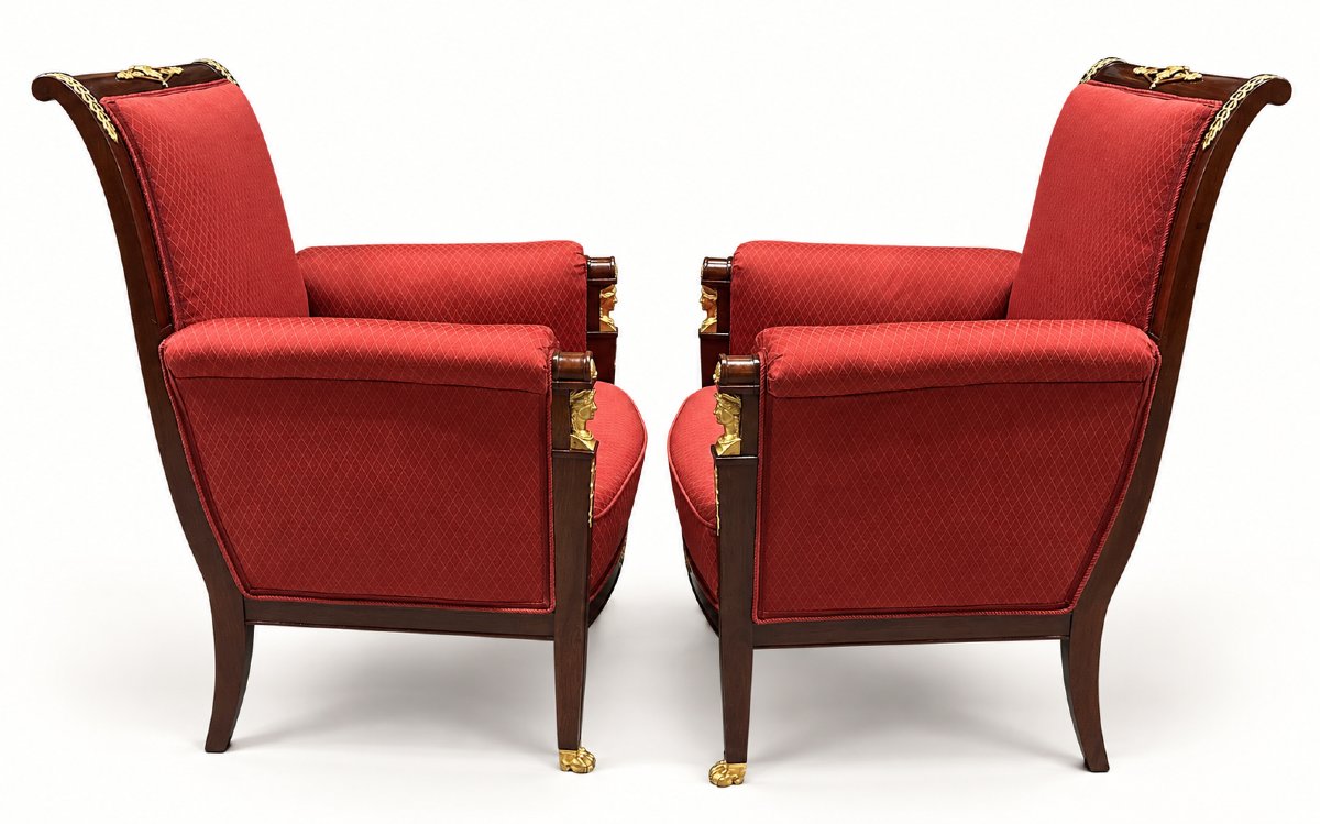 Pair Of Empire Style Armchairs, France, Late 19th Century-photo-5