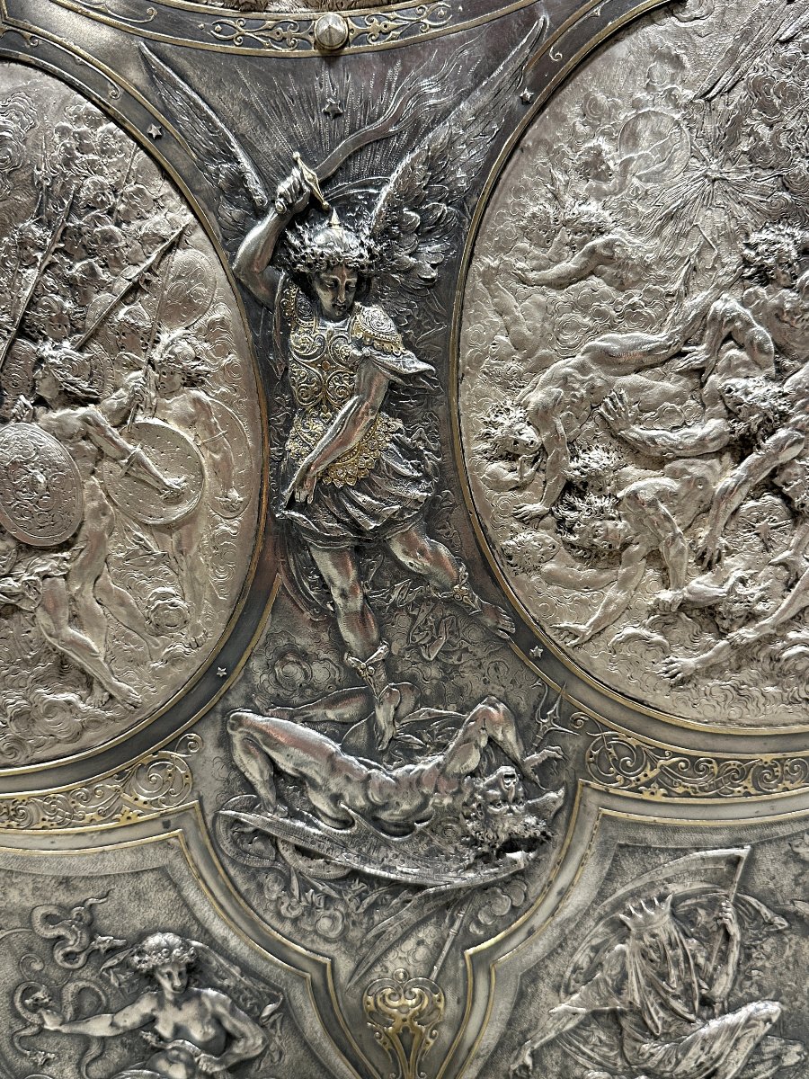Elkington & Co. – Important Bouclier “Milton Shield” d’après Morel-Ladeuil, 1866-photo-7