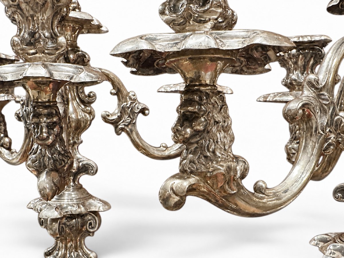 Paire de Grands Candélabres en Argent, Hanau, fin du XIXe siècle-photo-3