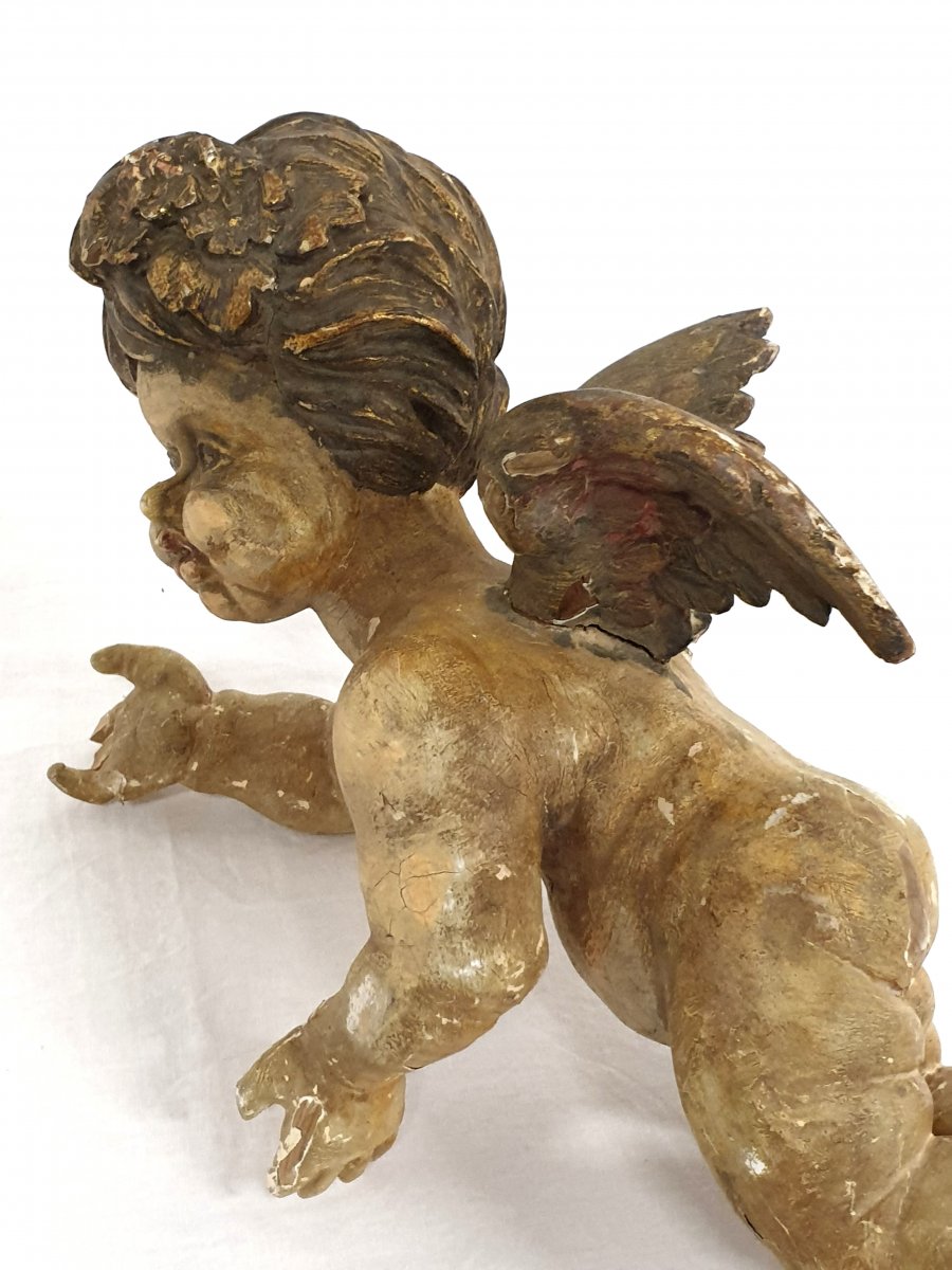 Cupidon Baroque Sculpté 18ème Siècle-photo-5